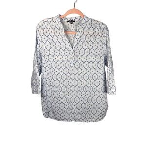 Soirée‎ Linen Blend Printed Popover Tunic Top Size M Boho Coastal